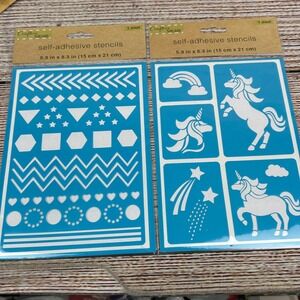 Crafter's Square Self-Adhesive Stencils 2 Pack Unicorn Geometric 5.9x8.3‎ 237411